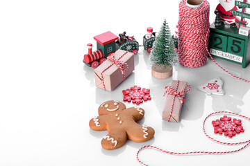 Christmas elements of decorations for decorating the New Year tree and preparing for the holiday