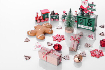 Christmas elements of decorations for decorating the New Year tree and preparing for the holiday