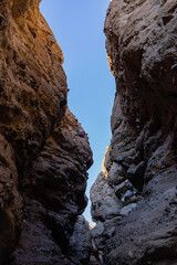 Fototapeta na wymiar Hiking in a slot canyon of Lake Mead