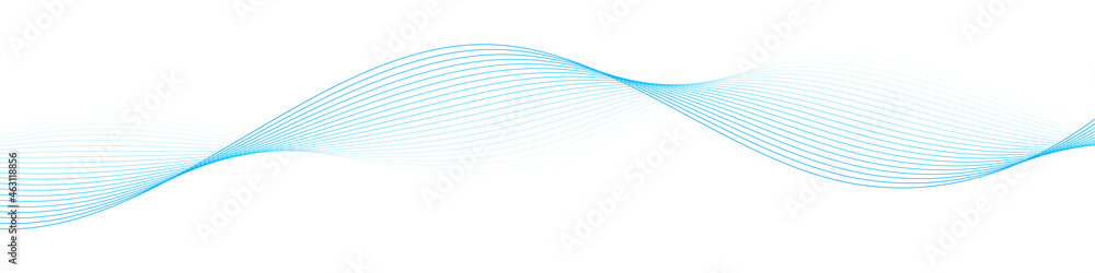 Poster abstract blue smooth wave on a white background. dynamic sound wave. design element. vector illustra