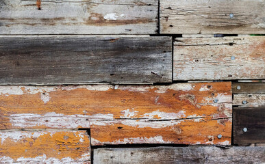 Photo texture of old and worn wooden boards surface.