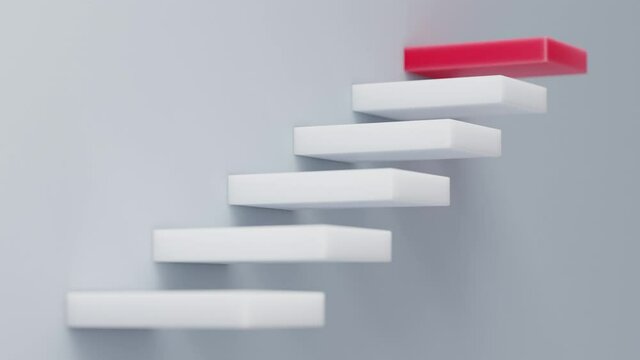 3D animation of stairs going upward. Concept of building success. Ladder concept of success in business or personal growth