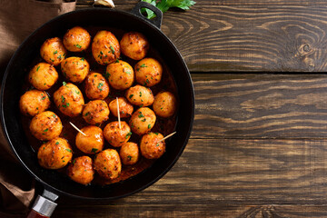 Bombay potatoes in frying pan