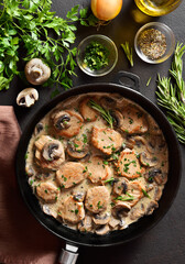 Pork medallions in mushroom gravy