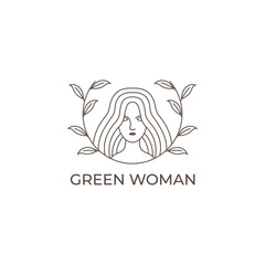 woman face with leaves simple logo vector icon symbol illustration design