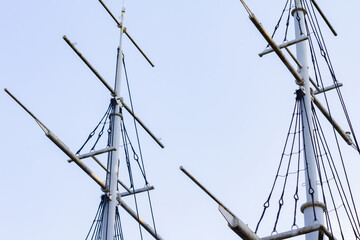 Fototapeta premium Photo of painted and metal ship mast.
