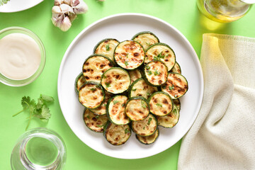 Fried zucchini on plate