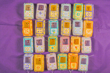 Coffins with sugar cane, typical Mexican sweets made from alfeñique, made for the celebration of...