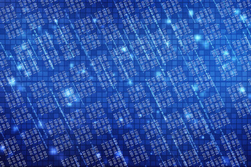 2d illustration abstract digital binary data on computer screen
