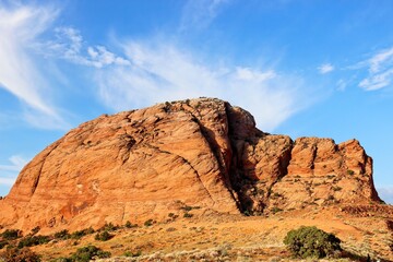 Fototapeta premium Large Rock Outcropping Protruding From Southwest High Desert