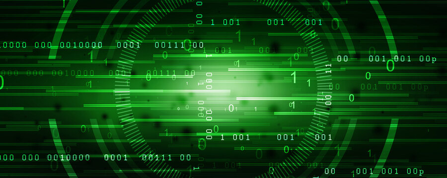 2d illustration abstract digital binary data on computer screen
