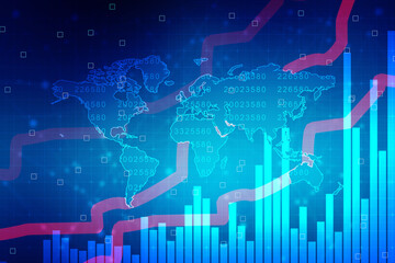 2d rendering Stock market online business concept. business Graph 