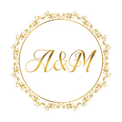 Obraz na płótnie Canvas AM Wedding monogram initial letters logo Design Vector