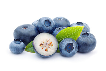 Blueberry closeup on white