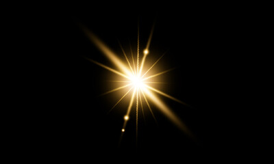 golden lens flare transparent isolated