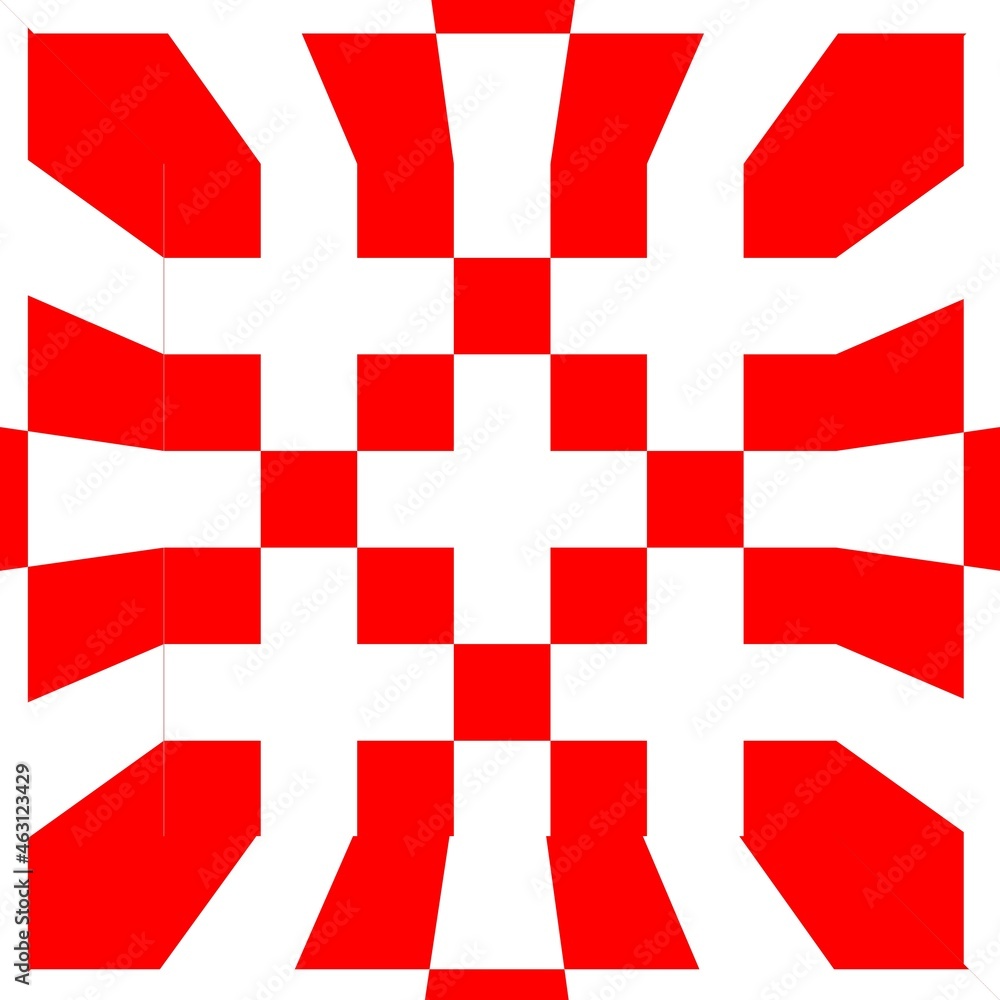 Poster white cross and red squares patterns and 3d box design