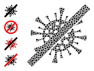 Circle composition no contagious virus. Vector mosaic is based on no contagious virus icon, and created from randomized circle items.