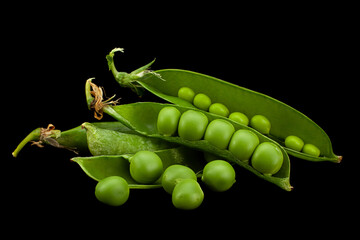 Peas with bean on black