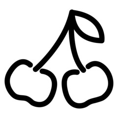 Vector monochrome illustration of cherries logo Simple outline