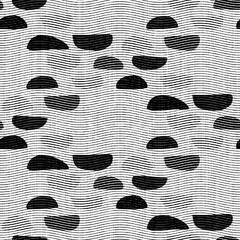 Seamless geometric black white woven herringbone style texture. Two tone 50s monochrome pattern. Modern textile weave effect. Masculine broken line repeat jpg print.  - 463123673