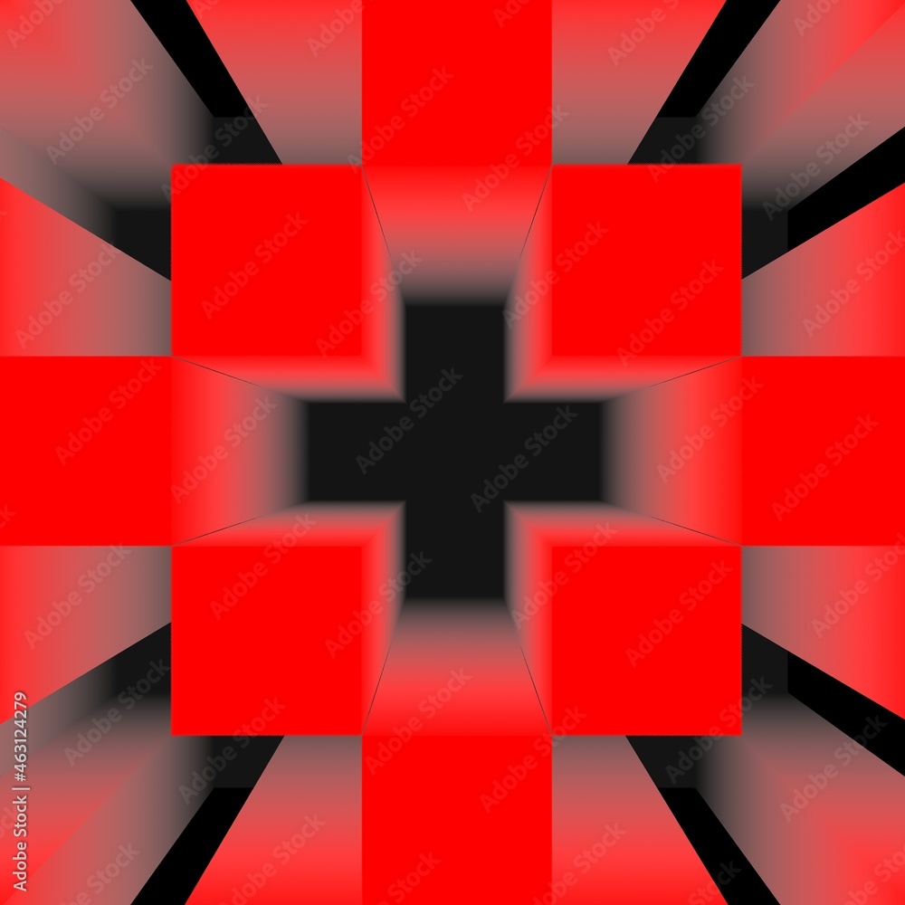 Poster red black and white 3d cross exploding layers