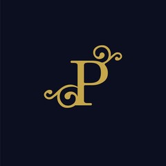 simple alphabet logo royal design golden concept with ornament