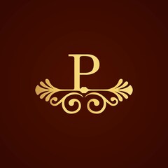 simple alphabet logo royal design golden concept with ornament