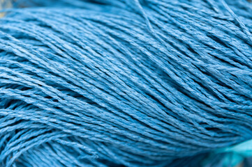 The blue rope, line, hawser, lanyard, lashing, lap,rope, string, cord, tether, tightrope