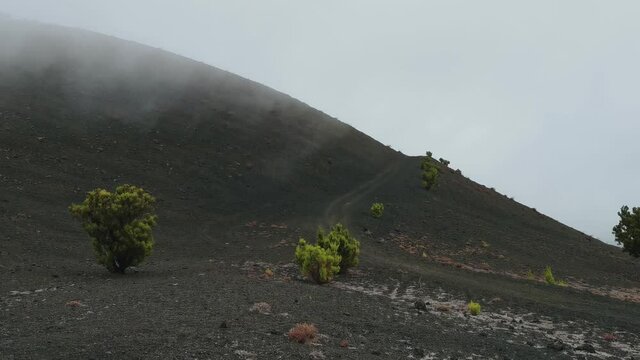 Landscape. Sea of clouds crossing the top of El Hierro island. Canary islands. Spain