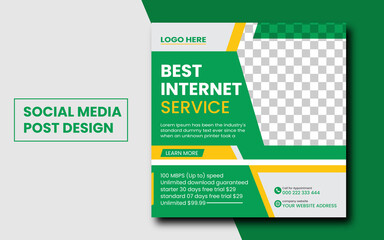 Broadband Internet Service Social Media Post Template Design. Editable Web Banner Template with Creative Modern design