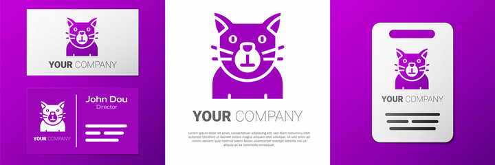 Logotype Cat icon isolated on white background. Animal symbol. Happy Halloween party. Logo design template element. Vector