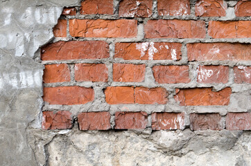 The wall of a red brick building