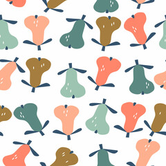 Seamless pattern with colorful pear. Fruit background. Vector print for fabric and wallpaper.