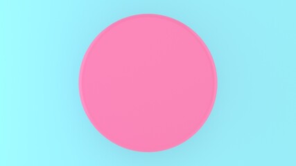 Pink volumetric circle platform on a blue background. Minimal abstract background. Theme for commercial cosmetic luxury design. 3d Rendering