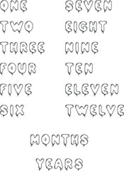 Balloon Letter Written Numbers - Outline Clipart Set