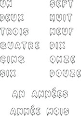 Balloon Letter Written Numbers in French - Outline Clipart Set