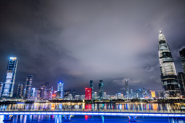 Naklejka premium Shen Zhen urban cityscape, China city landscape landmark for business communication