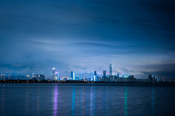 Naklejka premium Shen Zhen urban cityscape, China city landscape landmark for business communication