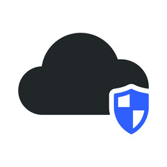 cloud safety shield icon design vector