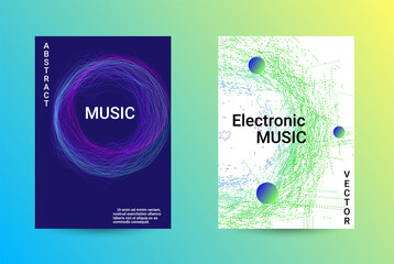 Fototapeta premium Set of modern abstract musical backgrounds. Sound flyer for creating a fashionable cover, banner, poster, booklet.