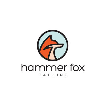 Hammer fox. Logo template.