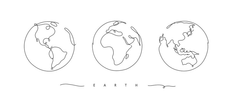 Hand drawing globe freehand sketch in pen line style on white background