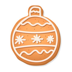 Ginger cookies in the form of a Christmas tree toy. Christmas gift. Vector illustration