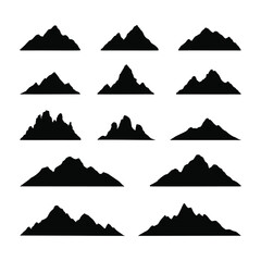 Set of Mountains. Mountain icon design isolated flat. Mountain collection image. Mountain top silhouette. Mountain icon vector design illustration. Mountain top logo vector.
