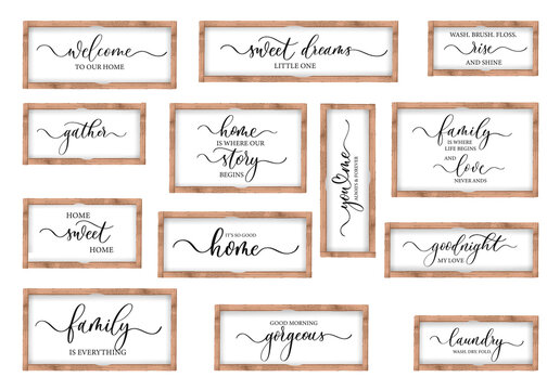 Calligraphy Family sign bundle, home, Farmhouse lettering Quotes
