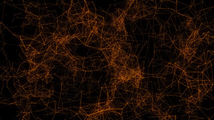 Abstract brown plexus technology futuristic network background. Connection Polygons And Web Concept. Digital, Communication And Technology Network Background