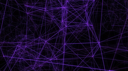 Abstract purple plexus technology futuristic network background. Connection Polygons And Web Concept. Digital, Communication And Technology Network Background
