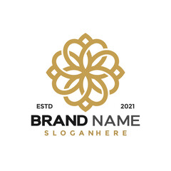 Golden flower ornament logo and icon design vector concept for template