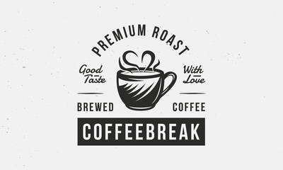 Coffee logo, emblem, label. Trendy vintage poster design for cafe, restaurant, coffee shop. Vector illustration