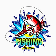 fishing logo. albacore tuna in water waves. Fishing theme vector illustration. vector creative design template for t-shirt, poster, web, sticker or wallpaper design